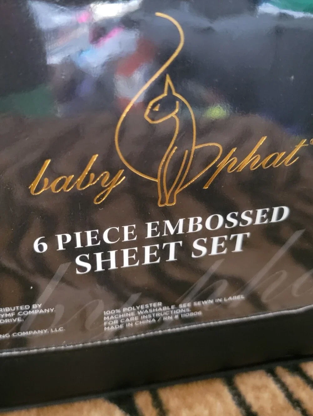 Baby Phat Black Queen Piece Sheet Set New!